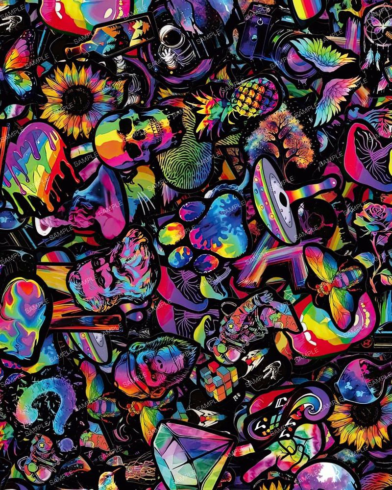 Psychedelic Neon Sticker Bomb