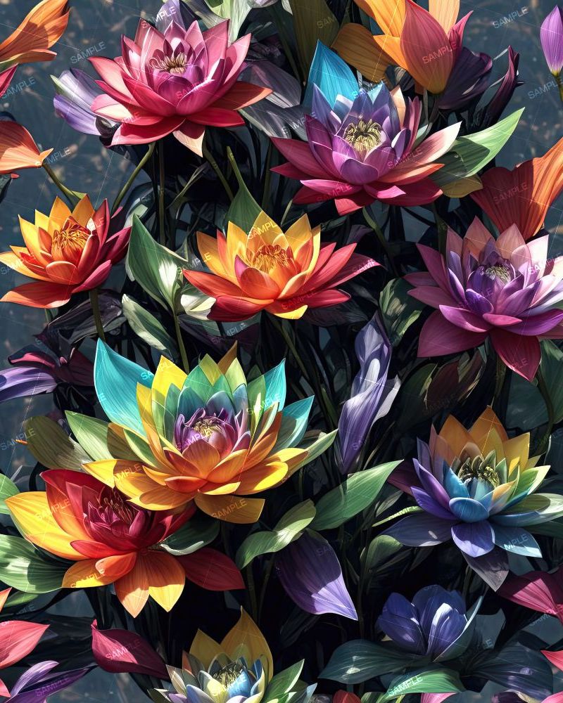 Rainbow Lotus Flowers
