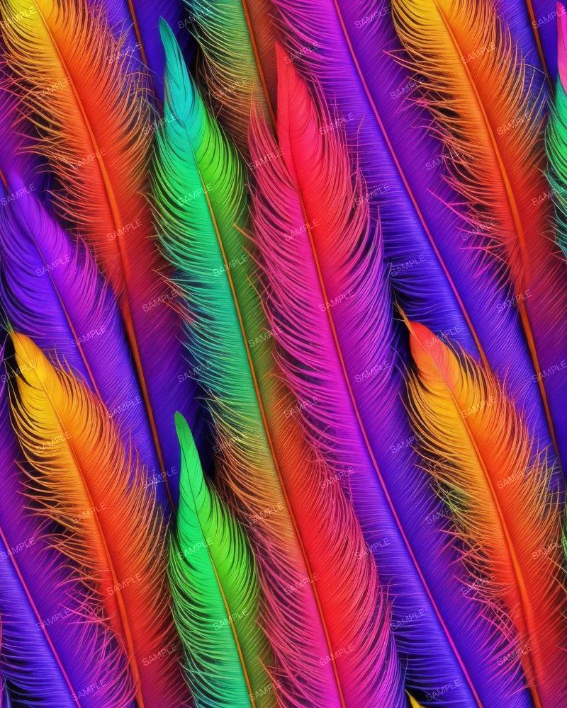 Rainbow Neon Feathers