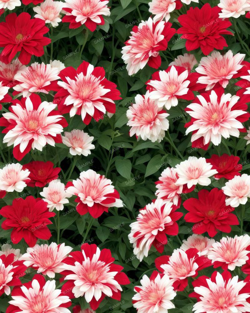 Red and White Dahlias