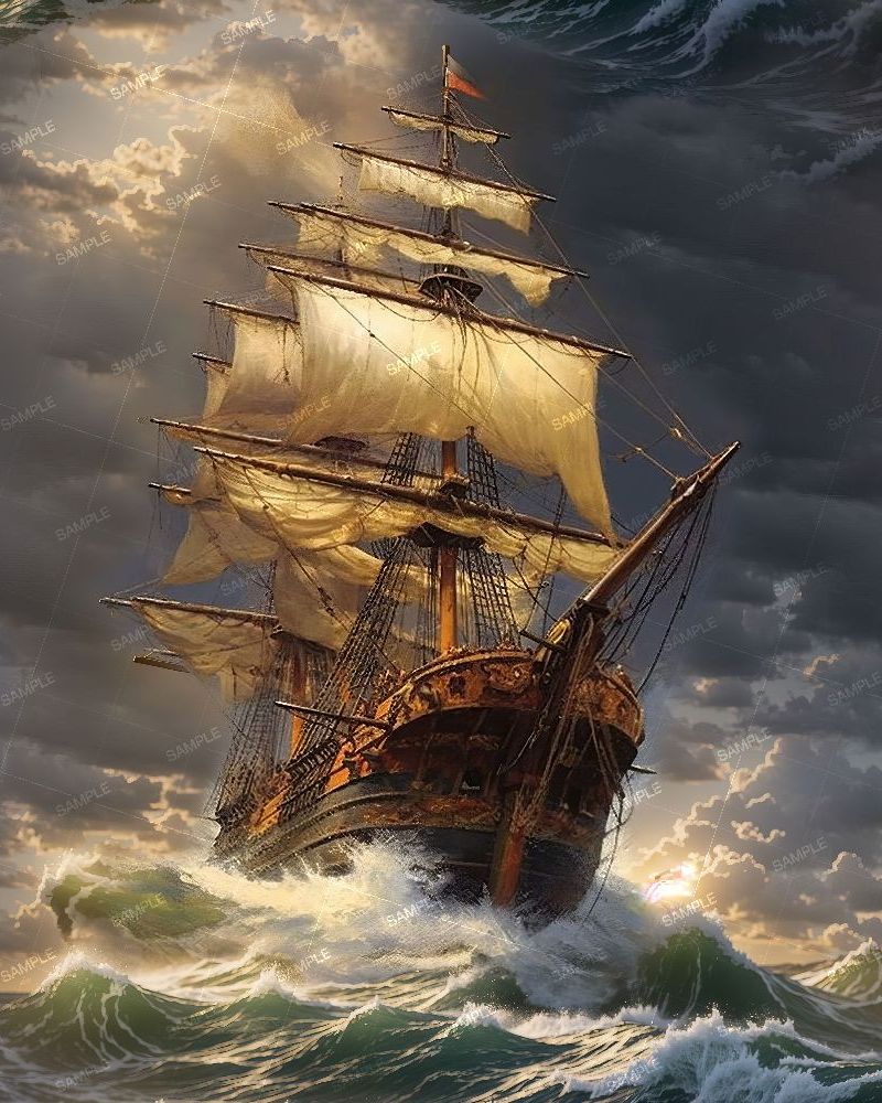 Sailing Ship on a Stormy Sea 45