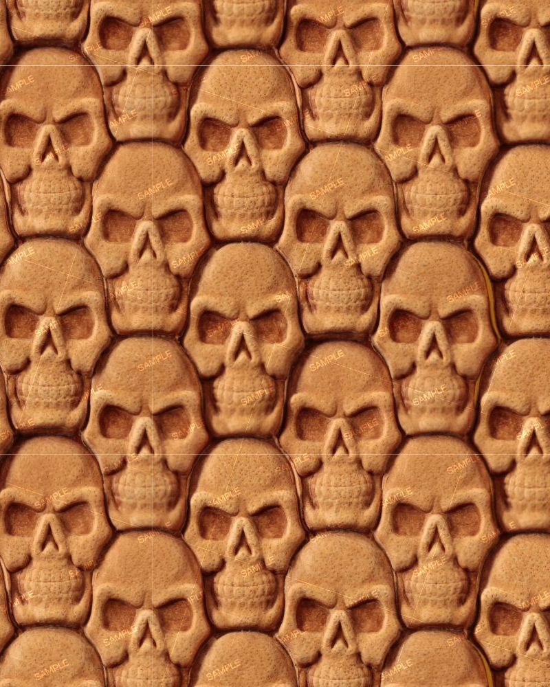 Skulls Embossed Brown Leather
