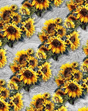 Sunflower Over Engraved Silver Plate