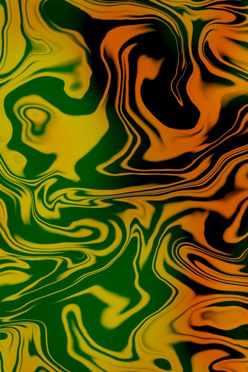 Swirled Paint Green, Orange, and Gold