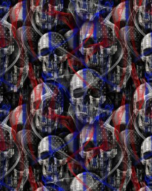 Thin Blue Line Skulls with Smoke