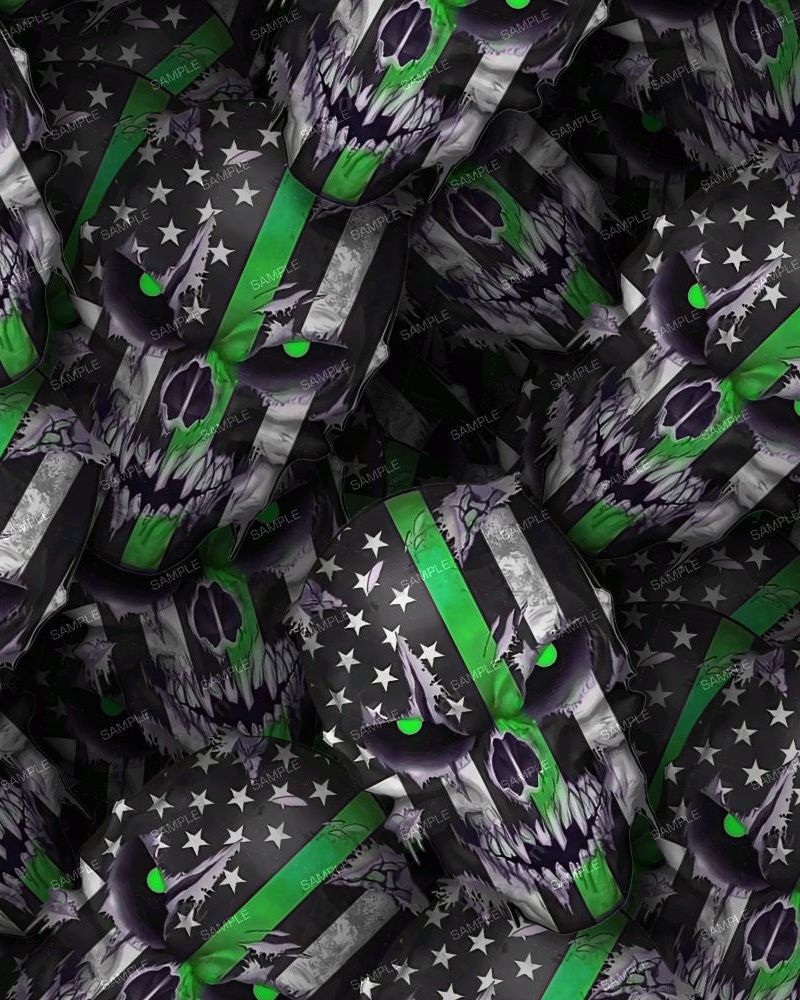 Thin Green Line Skulls 24