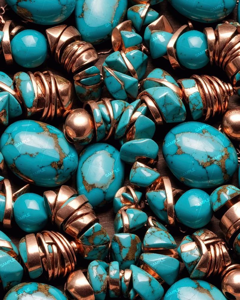 Turquoise and Copper Abstract