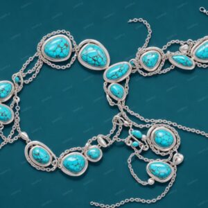 Turquoise with silver Chains 42
