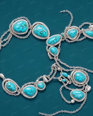 Turquoise with silver Chains 42