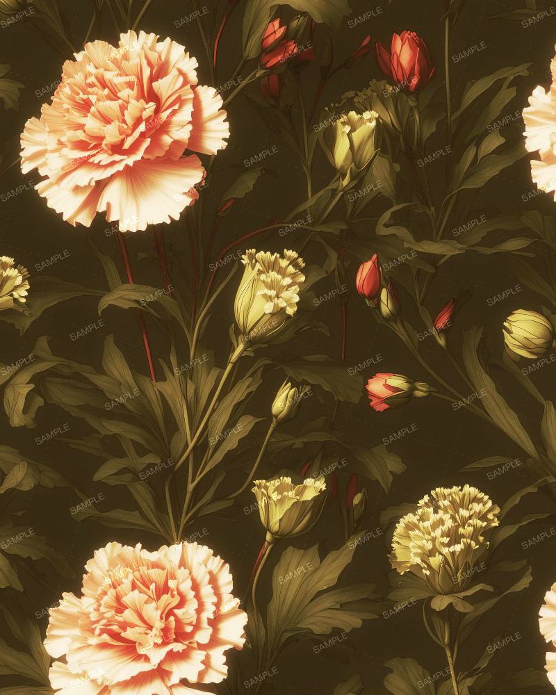 Victorian Carnations Wallpaper Pattern 43