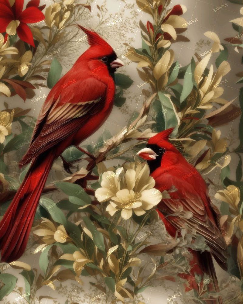 Victorian Illustration of Cardinals
