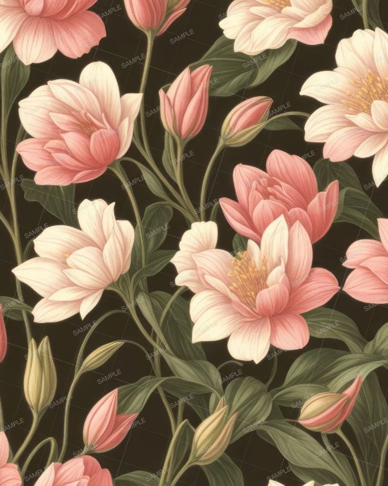 Vintage Botanical Wallpaper Flower Pattern 43