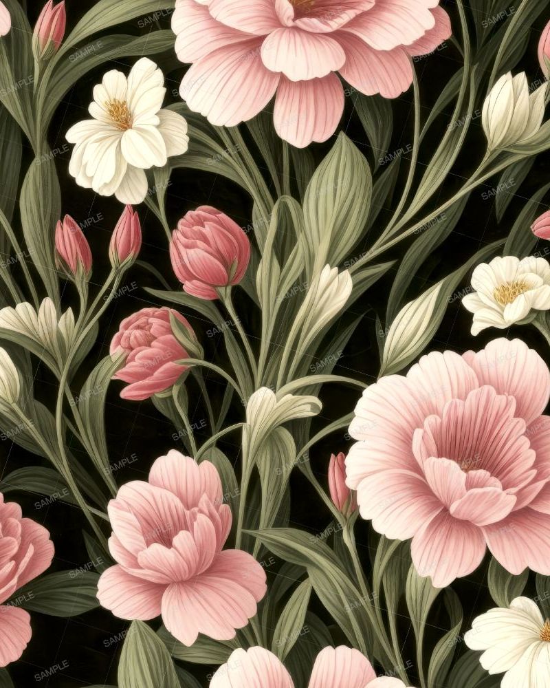 Vintage Botanical Wallpaper Flower Pattern 44