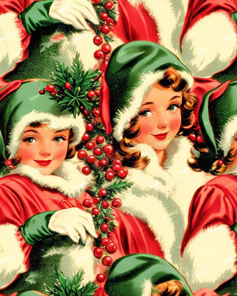 Vintage Christmas Girls Pattern