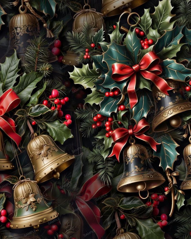 Vintage Holly Christmas Bells 43