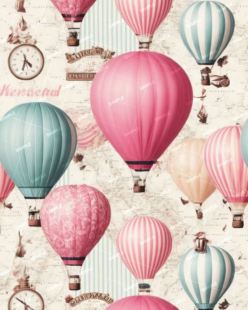 Vintage Hot Air Balloon Wallpaper Pattern