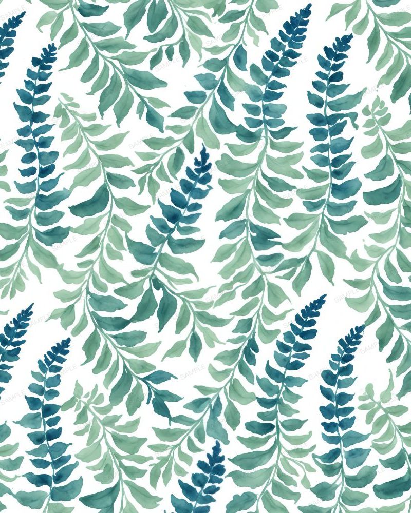 Watercolor Blue Ivy Fern