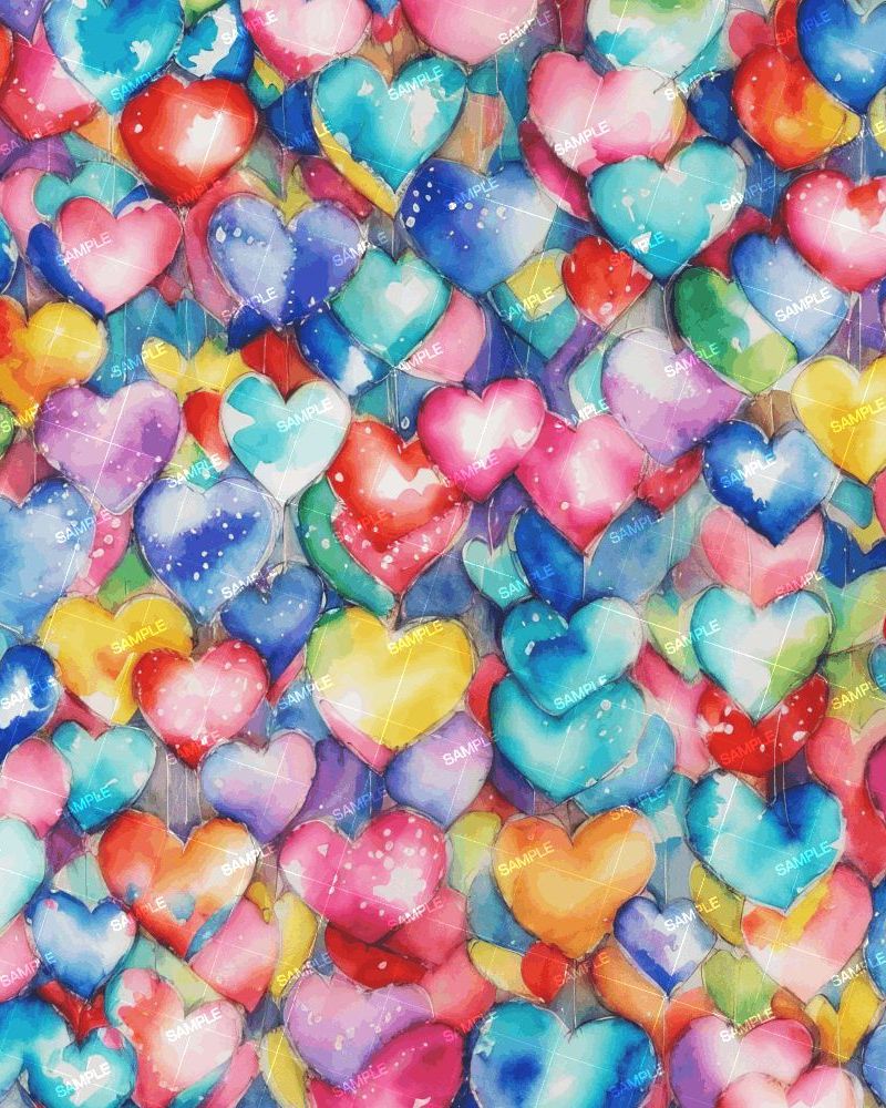 Watercolor Hearts 42