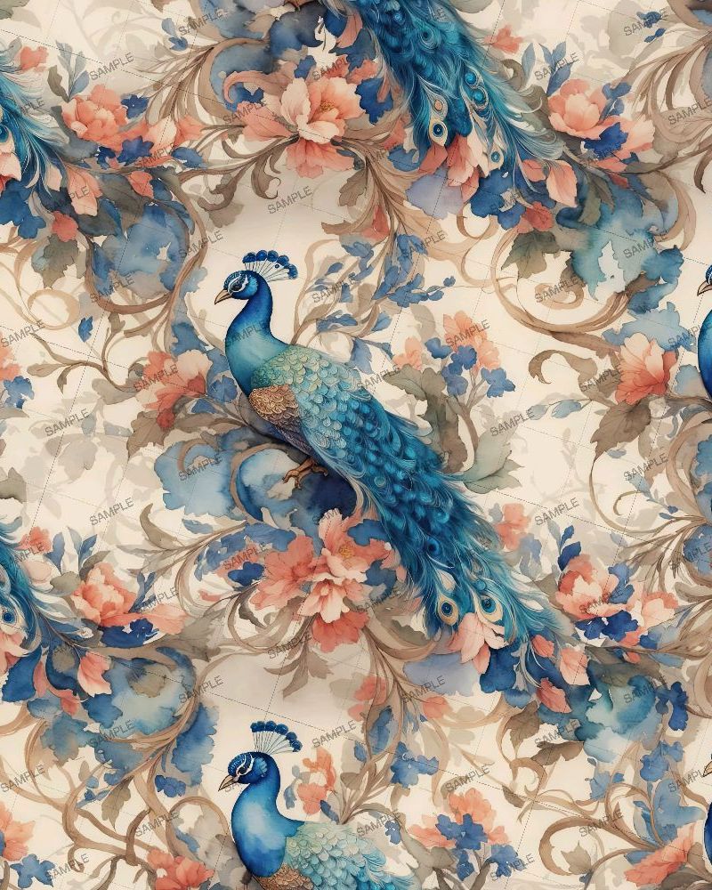 Watercolor Peacock Pattern 42