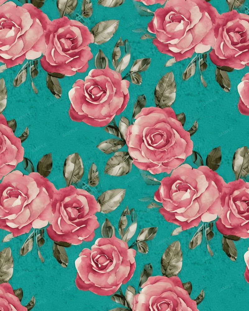 Watercolor Roses on an Teal Background