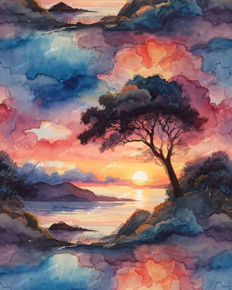 Watercolor Sunset 47