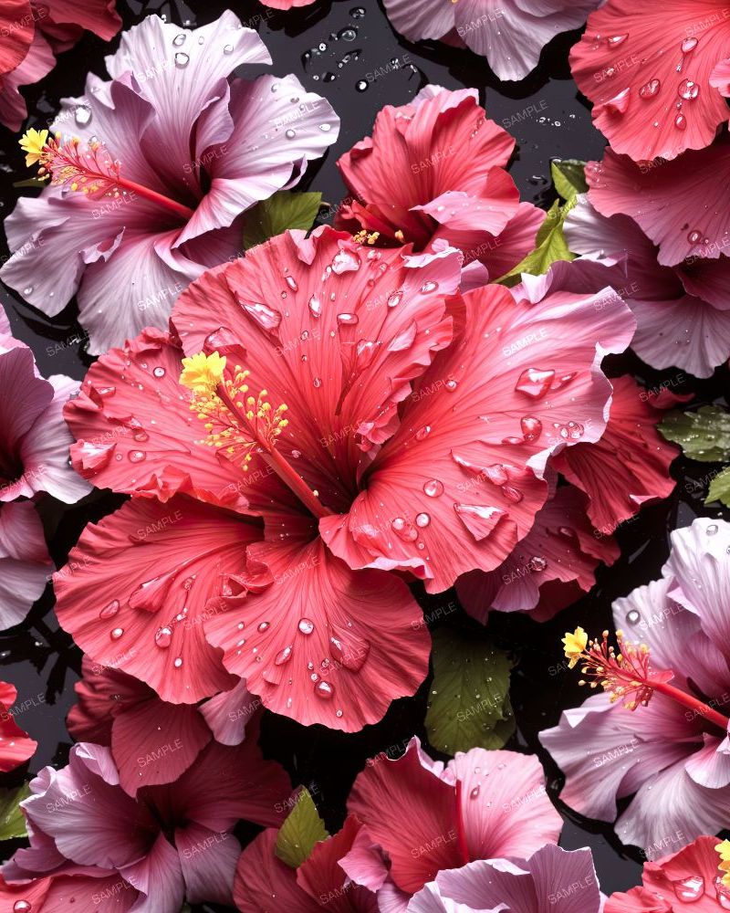 Wet Hibiscus Flowers