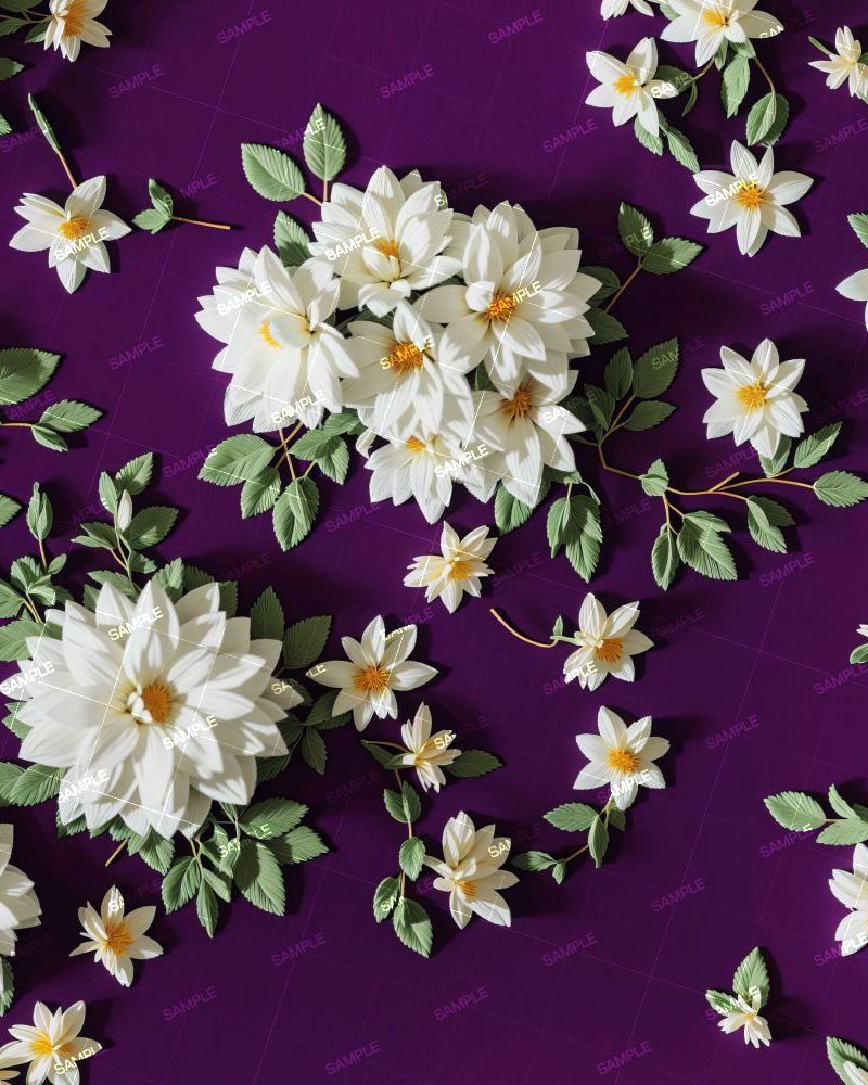 White Flowers on Purple Background