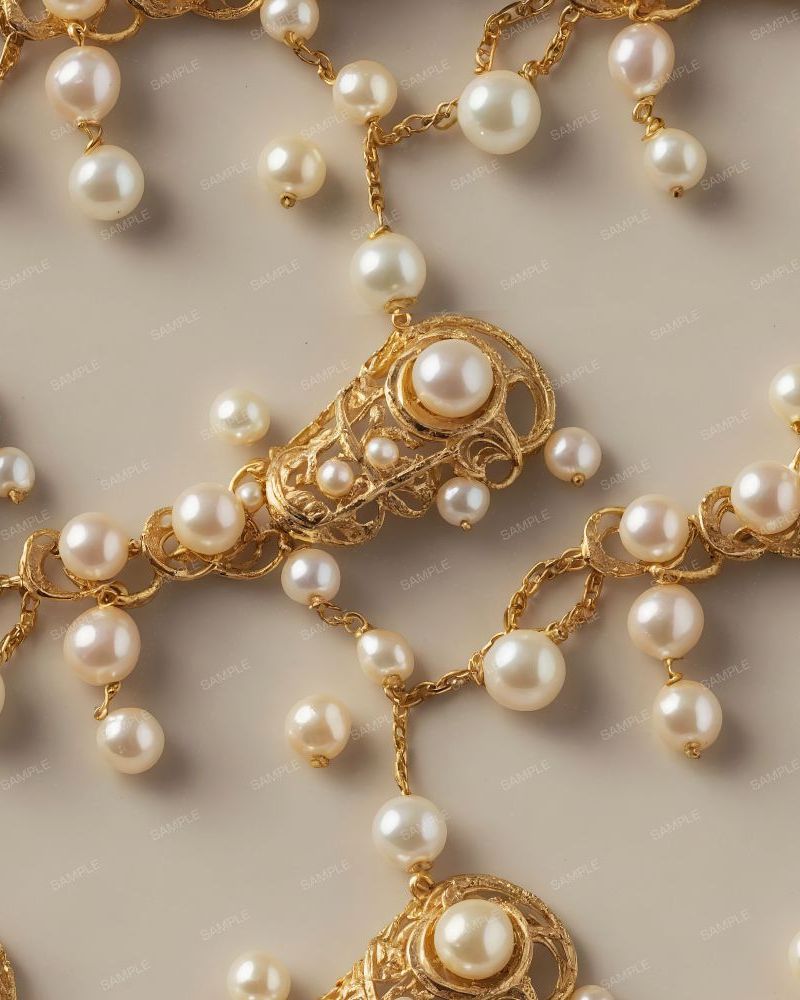 White Pearls on Gold Chains