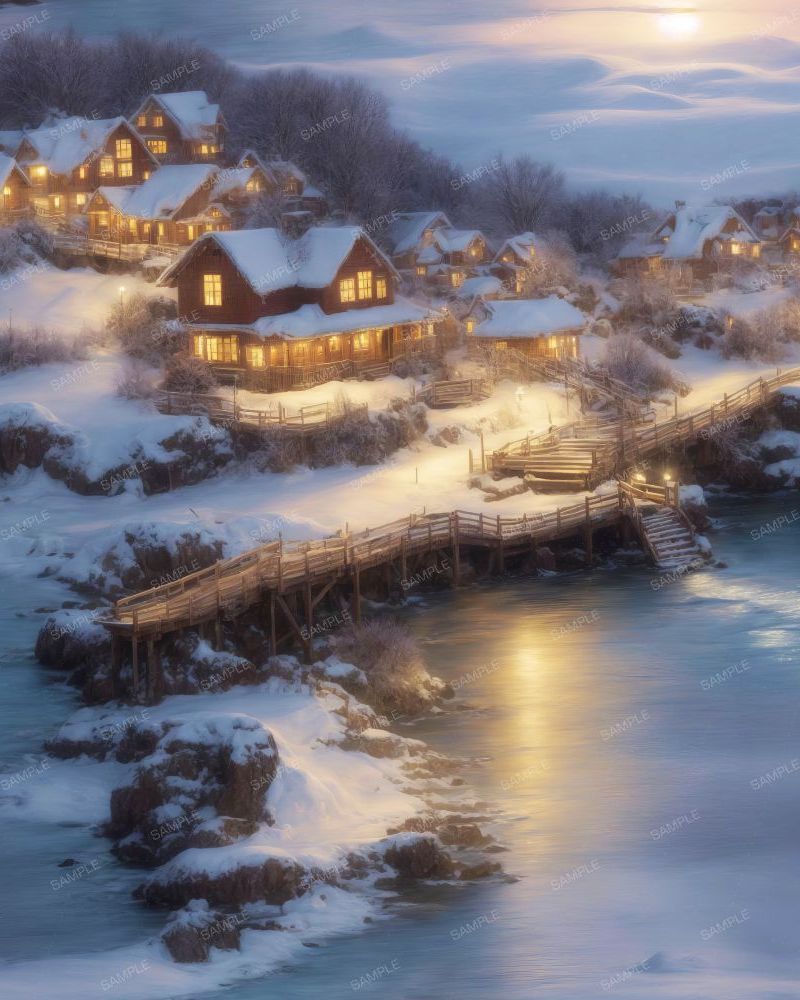 Winter Cabins on the Lake