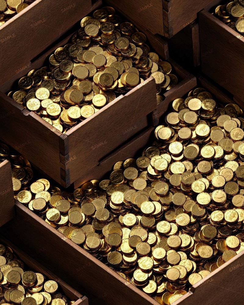 Wooden Boxes of Gold Coins