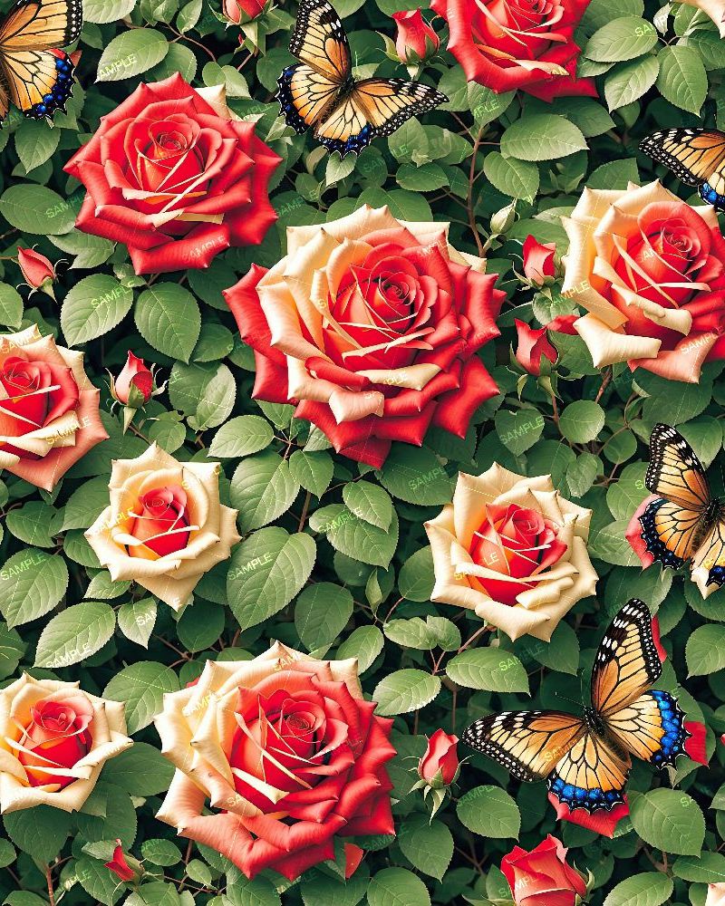Rose Bush with Butterflies 43