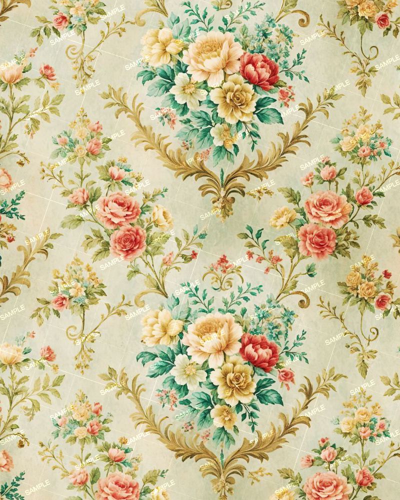 Distressed Vintage Floral Wallpaper 44