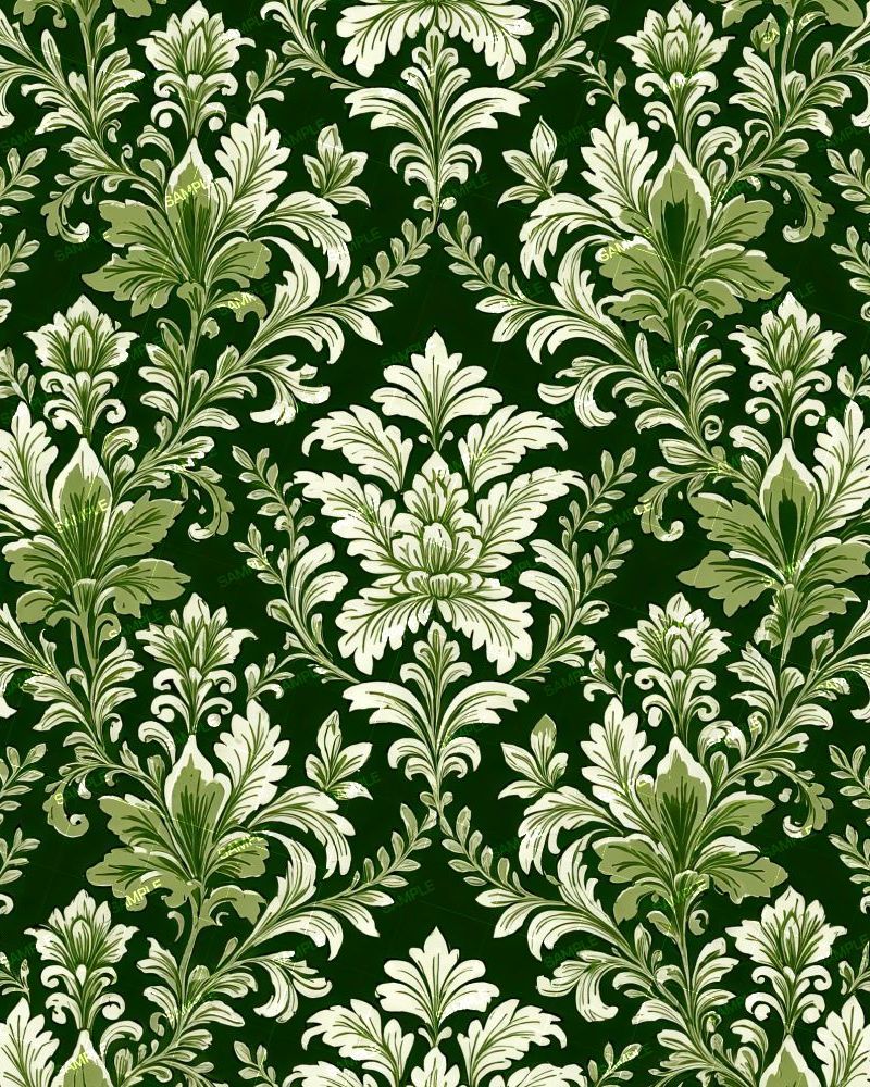 Green Damask Wallpaper