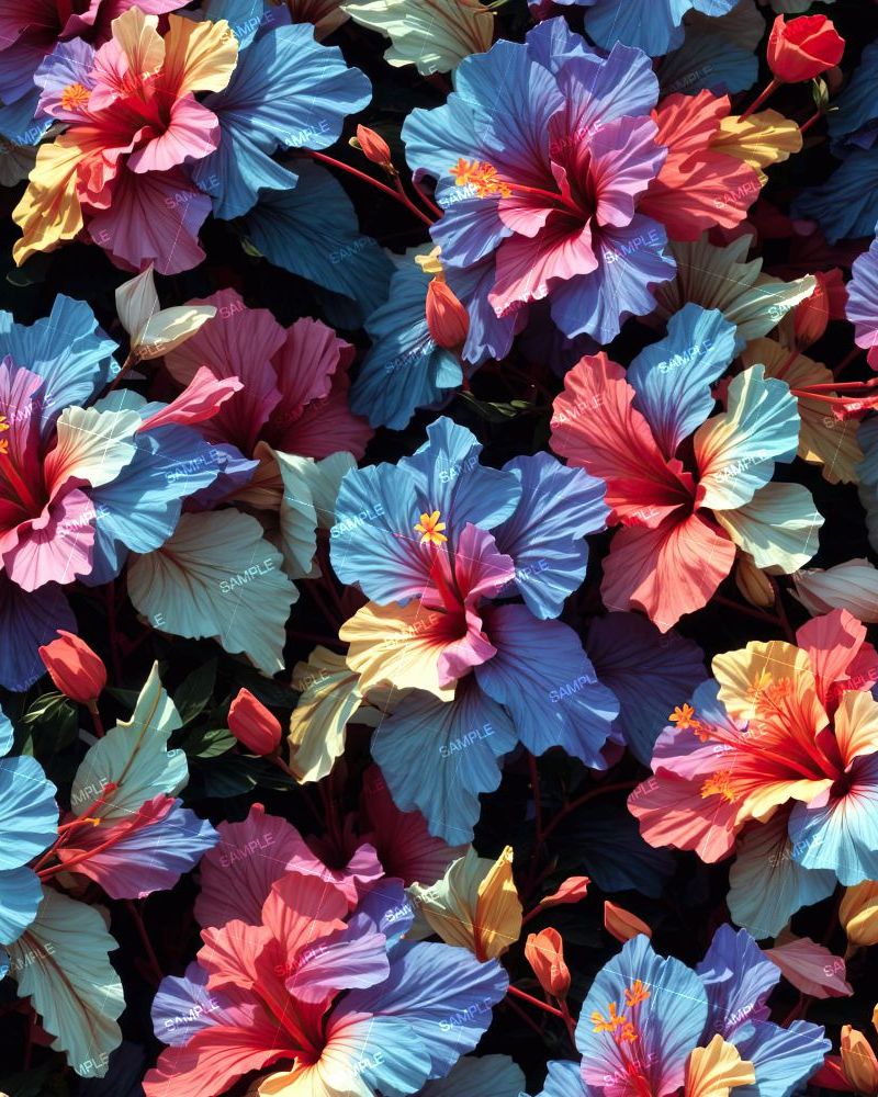 Multi Colored Hibiscus Flowers