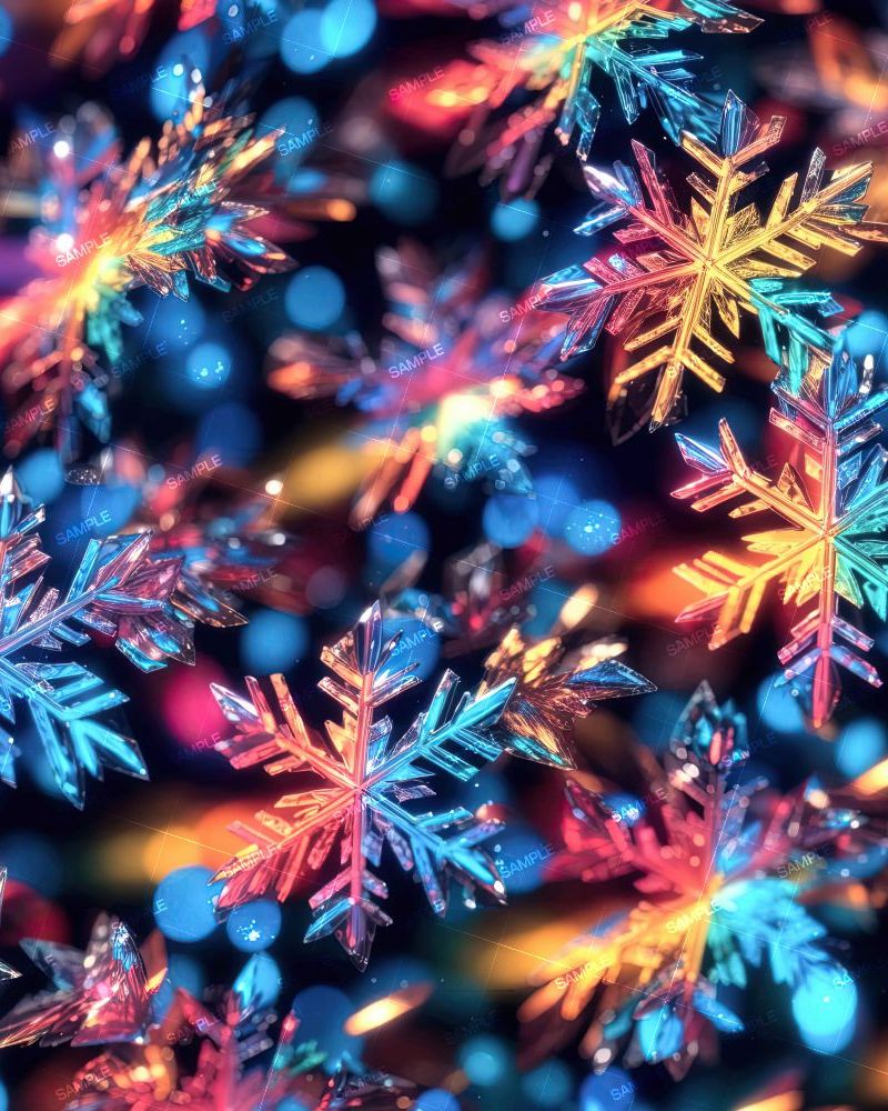 Snowflakes Refracting Rainbow Light