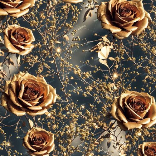 Gold Roses and Babies Breath