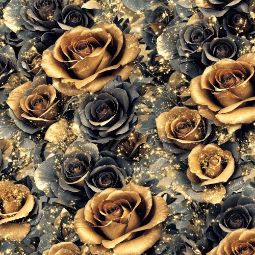 Gold and Black Roses with Floating Sparks