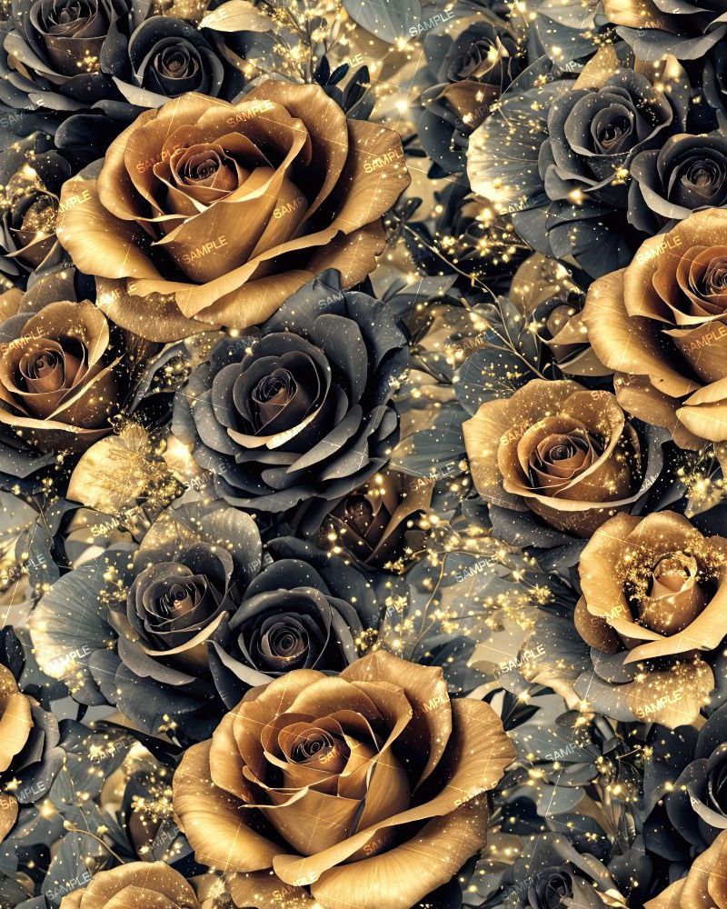 Gold Roses and Babies Breath