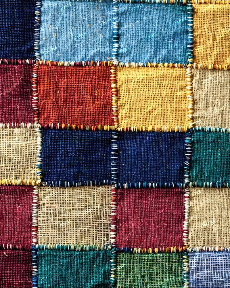 Hand Sewn Burlap Patchwork 42