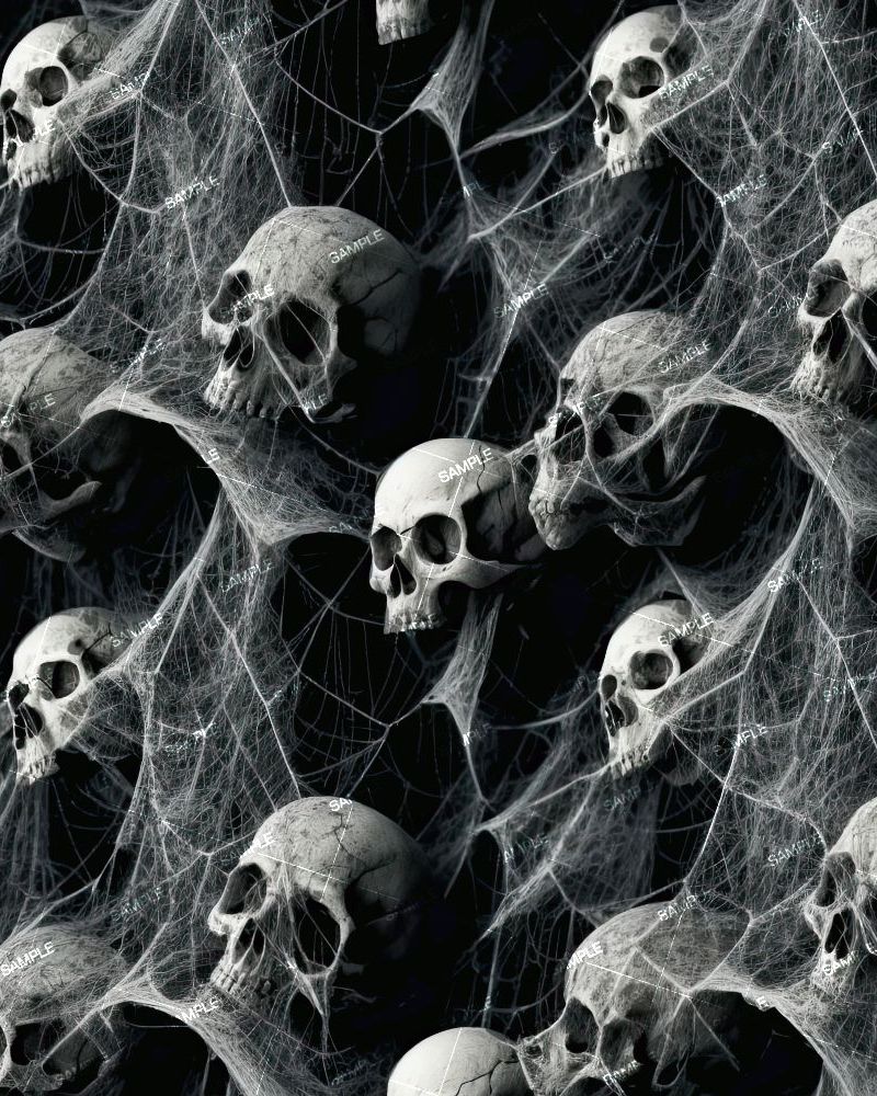 Skulls Covered in Spider Webs