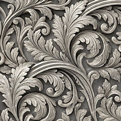 Engraved Pewter Acanthus Scrollwork