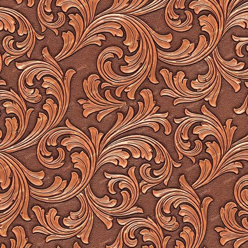 Tooled Leather Acanthus Scrollwork
