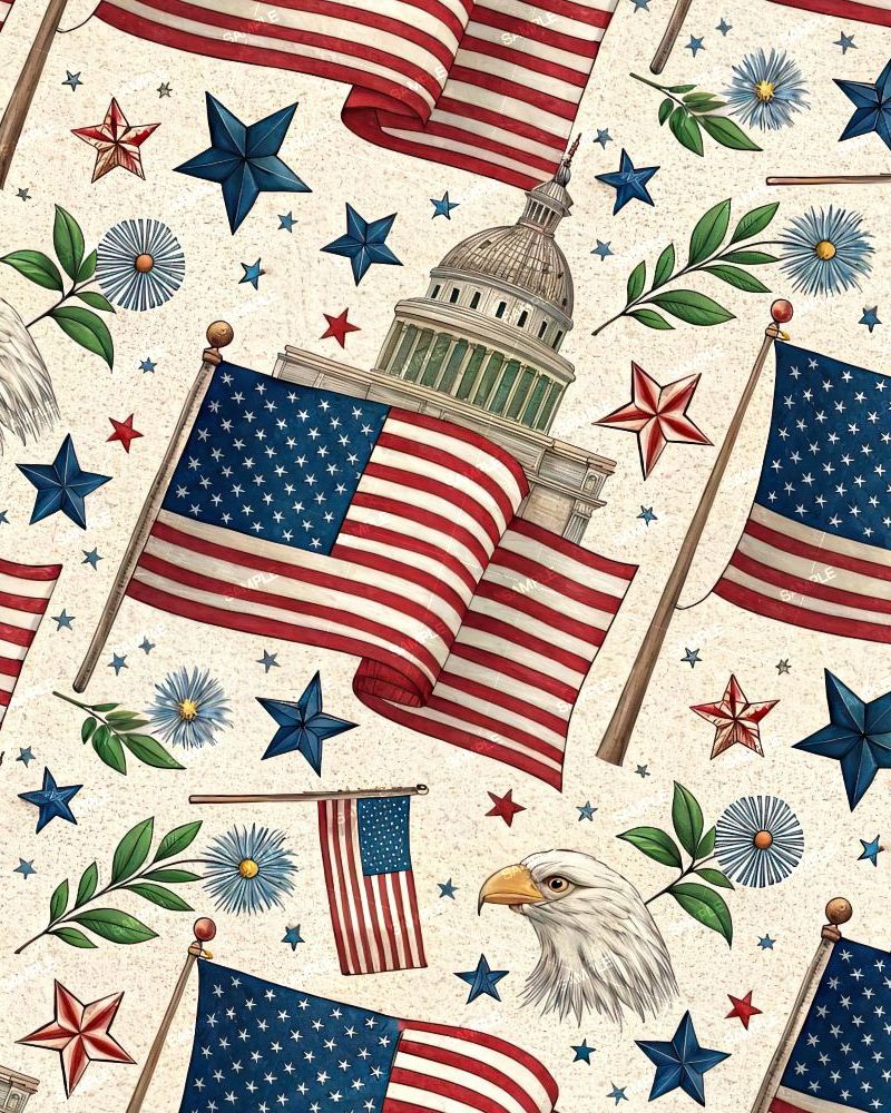 US Flag Patriotic Fabric