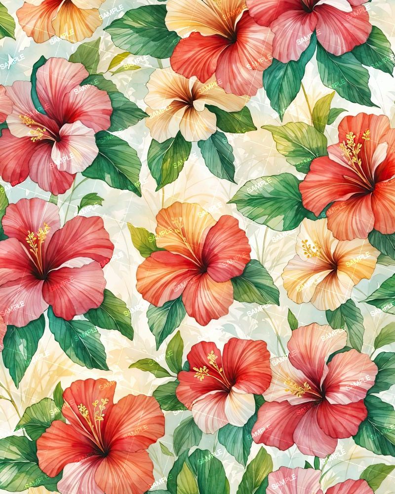 Watercolor Hibiscus Flowers 43
