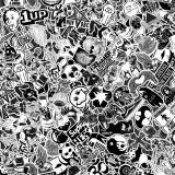 Black and White Skateboard Stickerbomb