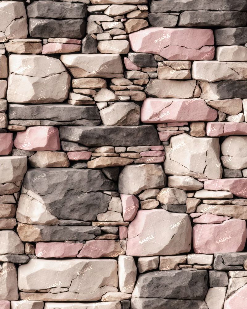 Pink and Black Stacked Stone Wall