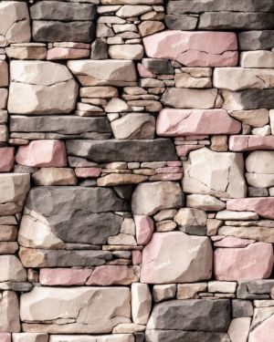 Pink and Black Stacked Stone Wall