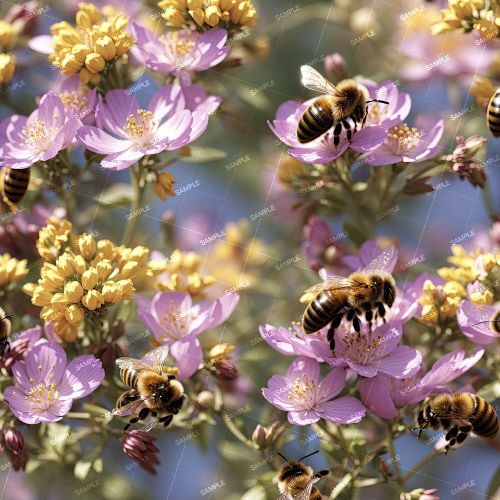 Bees Polinating Flowers