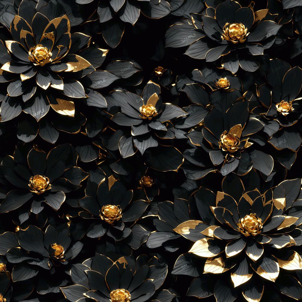 Black and Gold Lotus Flowers 42
