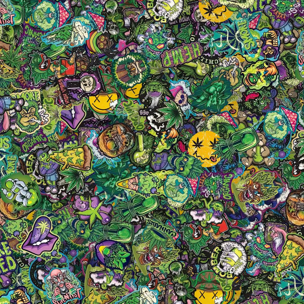 Cannabis Hemp Kush Weed Sticker Bomb